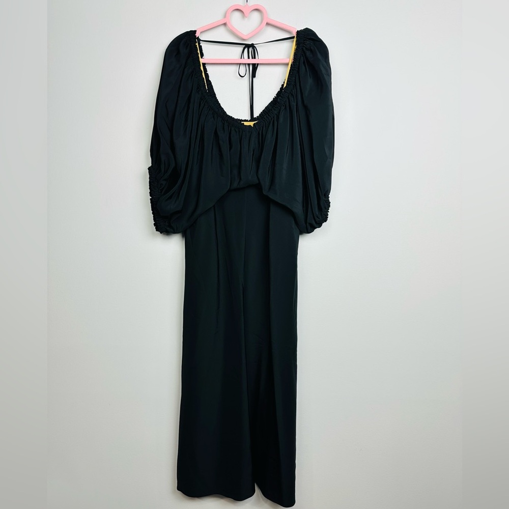 Tibi NWT Black Maxi Dress with Yellow under Tank Size 8